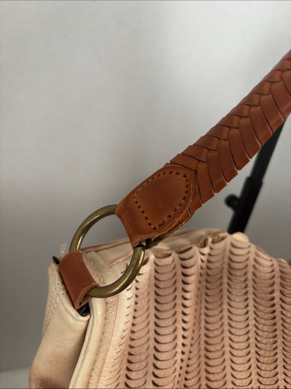 Free People Woven Shoulder Bag in Blush and Brown - Picture 4 of 7
